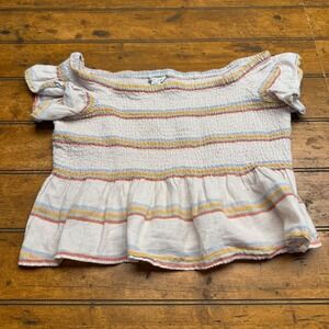 American Eagle Outfitters Smocked Off The Shoulder Peplum Top Women's Size L G G